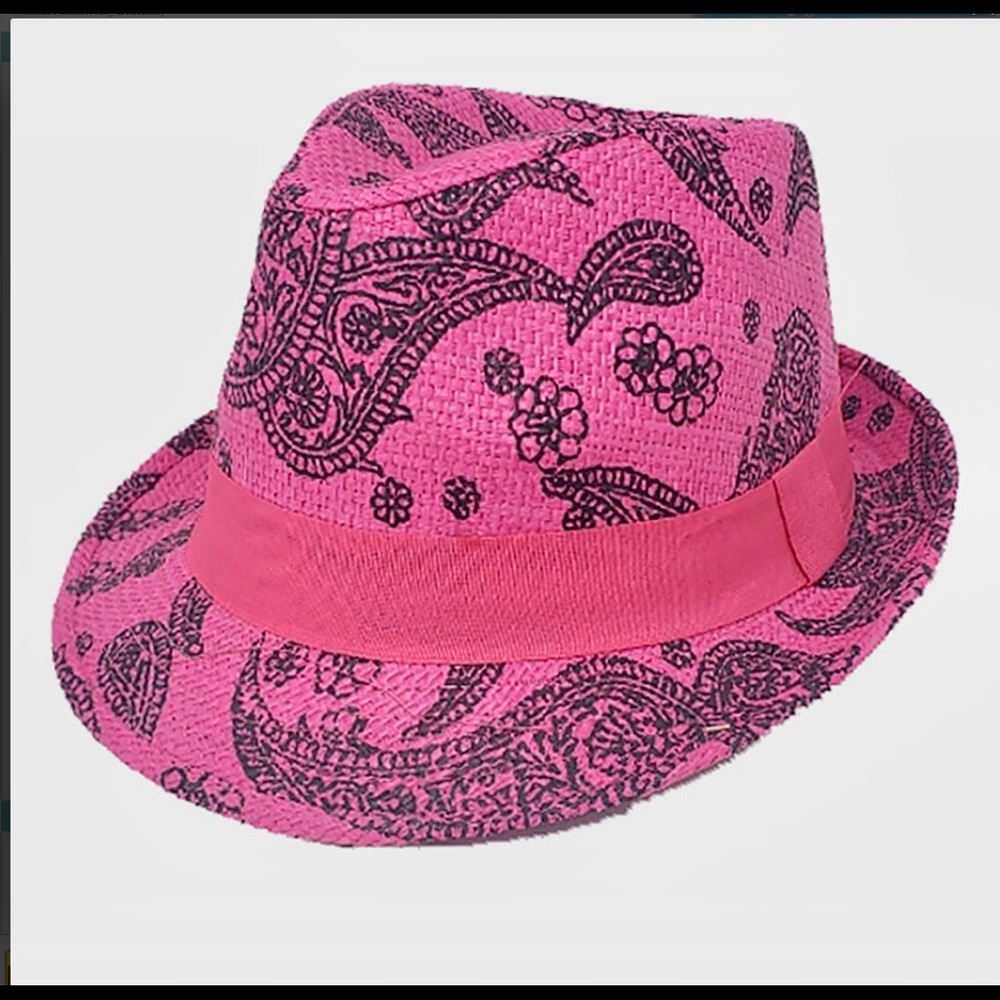 Cecily Summer Straw Fedora-Pink Paisley
